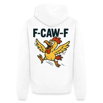 F-CAW-F | Lustige Ente im Stress - Unisex Premium Bio Zip Hoodie - Weiß - Hinten - Thijin (182cm)