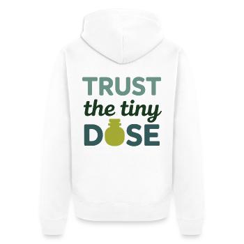 Certified Clinical Micro-Pharmacology Apparel  - Unisex Premium Organic Zip Hoodie - white - Back - Thijin (182cm)