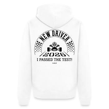 New Driver 2026 – I Passed The Test! (Black) - Unisex Premium Organic Zip Hoodie - white - Back - Thijin (182cm)
