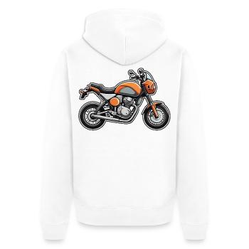 Orange Cruiser Motorradkunst - Unisex Premium Bio Zip Hoodie - Weiß - Hinten - Thijin (182cm)