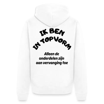 For all the elderly who are in almost top shape # - Unisex Premium Organic Zip Hoodie - white - Back - Thijin (182cm)