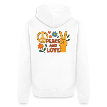 Paix et Amour Floral Rétro - Veste à capuche bio Premium Unisexe - blanc - Dos - Thijin (182cm)