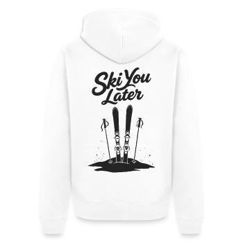 Skier plus tard : Drôle de dicton pour les skieurs - Veste à capuche bio Premium Unisexe - blanc - Dos - Thijin (182cm)