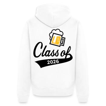 Promotion 2026 (Promotion diplômée / Bière / 2C POS) - Veste à capuche bio Premium Unisexe - blanc - Dos - Thijin (182cm)