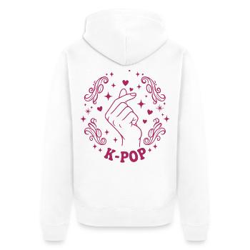 K-Pop Finger Herz Koreanische Musik Niedliche K-Pop Liebe - Unisex Premium Bio Zip Hoodie - Weiß - Hinten - Thijin (182cm)