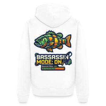 Bassassin Mode On Angler Design - Unisex Premium Bio Zip Hoodie - Weiß - Hinten - Thijin (182cm)