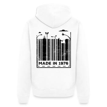 Vintage 1976 - Unisex Premium Bio Zip Hoodie - Weiß - Hinten - Thijin (182cm)