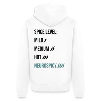 Spice Level Neurospicy - Neurodivergent Humor - Unisex Premium Bio Zip Hoodie - Weiß - Hinten - Thijin (182cm)