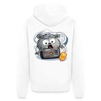 Kamera Panda Chaos - Unisex Premium Bio Zip Hoodie - Weiß - Hinten - Thijin (182cm)