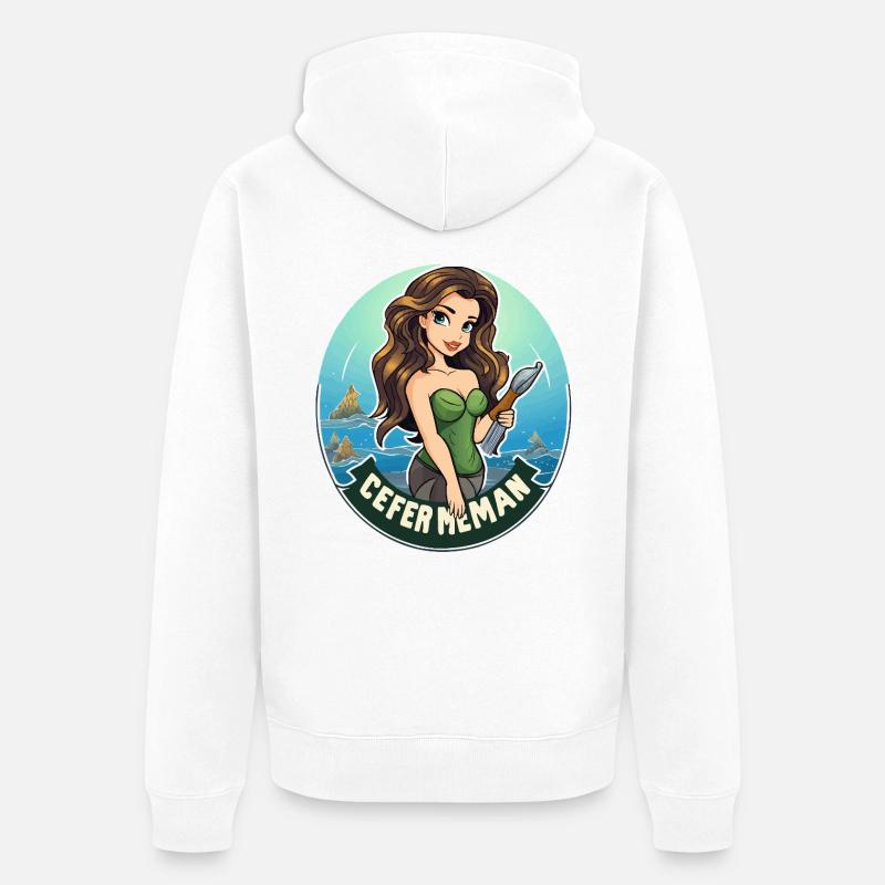 Motif de l’insigne d’héroïne de mer - Veste à capuche bio Premium Unisexe - blanc