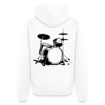 Drum Sketch - Unisex Premium Organic Zip Hoodie - white - Back - Thijin (182cm)