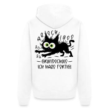 Abschluss 2026 Grundschule Ich habe fertig Katze - Unisex Premium Bio Zip Hoodie - Weiß - Hinten - Thijin (182cm)