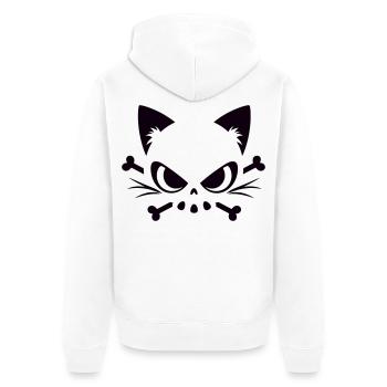 Cats Skull | Minimal Skull & Bones motif - Unisex Premium Organic Zip Hoodie - white - Back - Thijin (182cm)