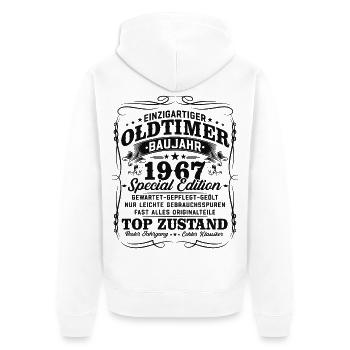 Oldtimer 1967 Jahrgang Retro Geburtstagsgeschenk - Unisex Premium Bio Zip Hoodie - Weiß - Hinten - Thijin (182cm)