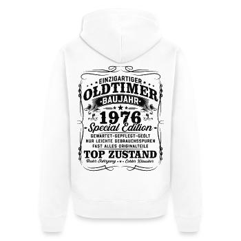 50. Geburtstag 1976 Oldtimer Geschenk Retro - Unisex Premium Bio Zip Hoodie - Weiß - Hinten - Thijin (182cm)