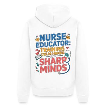 Nurse Educator Training Calm Nurse Practitioner - Unisex Premium Bio Zip Hoodie - Weiß - Hinten - Thijin (182cm)