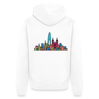 Geneva City Skyline Jet d'Eau Moderne Kunst - Unisex Premium Bio Zip Hoodie - Weiß - Hinten - Thijin (182cm)