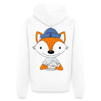 Renard marin avec bateau en papier - Veste à capuche bio Premium Unisexe - blanc - Dos - Thijin (182cm)