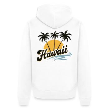 Hawaii Summer Vibes with Palm Trees and Sea - Unisex Premium Organic Zip Hoodie - white - Back - Thijin (182cm)