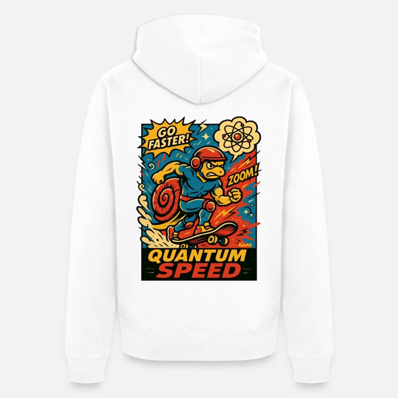 Quantum Speed Turtle Skateboard - Veste à capuche bio Premium Unisexe - blanc