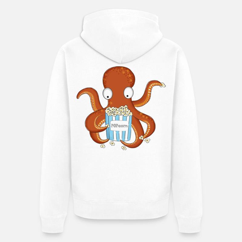 Popcorn Krake - Unisex Premium Bio Zip Hoodie - Weiß