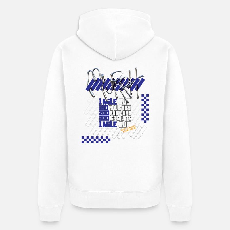 Murph Hero WOD CrossTraining Lichtgrafik-Version - Unisex Premium Bio Zip Hoodie - Weiß