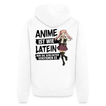Anime Schulmädchen Herzpose - Unisex Premium Bio Zip Hoodie - Weiß - Hinten - Thijin (182cm)