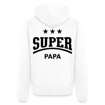 Super Papa (Papi / Vater / Vati / Vatertag / B) - Unisex Premium Bio Zip Hoodie - Weiß - Hinten - Thijin (182cm)