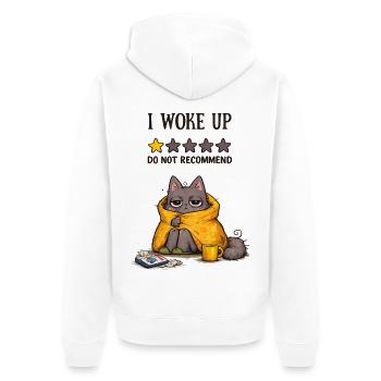 I Woke Up – Do Not Recommend (Müde Katze) - Unisex Premium Bio Zip Hoodie - Weiß - Hinten - Thijin (182cm)