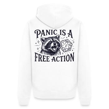 La panique est une action libre – Raccoon D20 Design - Veste à capuche bio Premium Unisexe - blanc - Dos - Thijin (182cm)