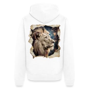 Löwe - Unisex Premium Bio Zip Hoodie - Weiß - Hinten - Thijin (182cm)