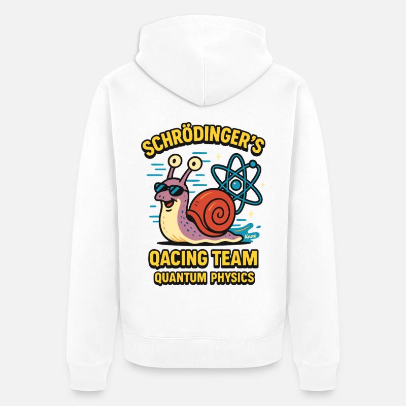 Schrödinger's Qacing Team Quantum Physics Schnecke - Unisex Premium Bio Zip Hoodie - Weiß