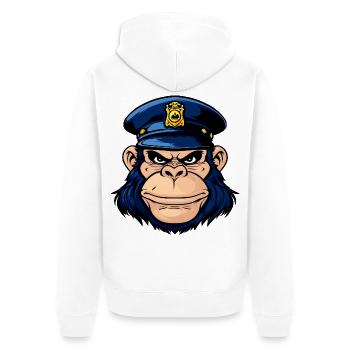 Policeman Monkey - Unisex Premium Organic Zip Hoodie - white - Back - Thijin (182cm)