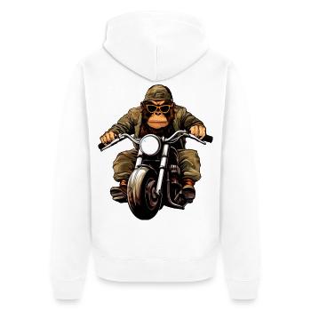 Affen Motorrad / Gorilla Motorbike - Unisex Premium Bio Zip Hoodie - Weiß - Hinten - Thijin (182cm)