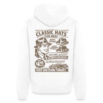 Nostalgie de la mode rétro | Hommes | Mode vintage - Veste à capuche bio Premium Unisexe - blanc - Dos - Thijin (182cm)
