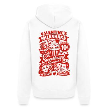 50er Jahre Valentins Milchshake für Verliebte - Unisex Premium Bio Zip Hoodie - Weiß - Hinten - Thijin (182cm)