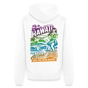 Hawaii Traumreise 50er Jahre Poster - Unisex Premium Bio Zip Hoodie - Weiß - Hinten - Thijin (182cm)