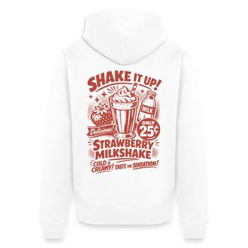 Strawberry Milkshake 50s Retro Design - Unisex Premium Organic Zip Hoodie - white - Back - Thijin (182cm)
