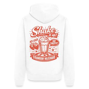 Strawberry Milkshake 50s Retro Design - Unisex Premium Organic Zip Hoodie - white - Back - Thijin (182cm)