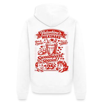 50er Jahre Valentins Milchshake für Verliebte - Unisex Premium Bio Zip Hoodie - Weiß - Hinten - Thijin (182cm)