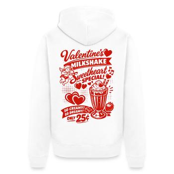 50er Jahre Valentins Milchshake für Verliebte - Unisex Premium Bio Zip Hoodie - Weiß - Hinten - Thijin (182cm)
