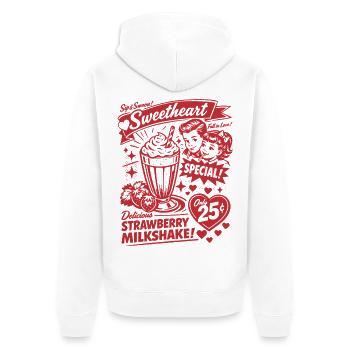 Strawberry Milkshake 50s Retro Design - Unisex Premium Organic Zip Hoodie - white - Back - Thijin (182cm)