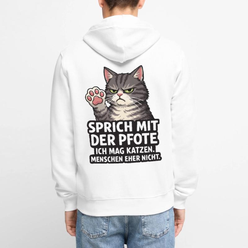 Sprich mit der Pfote – Grumpy Katze Unisex Premium Bio Zip Hoodie