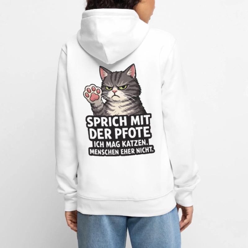 Sprich mit der Pfote – Grumpy Katze Unisex Premium Bio Zip Hoodie