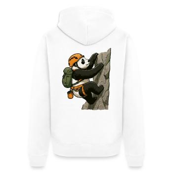 Pandabär beim Bouldern mit Kletterausrüstung - Unisex Premium Bio Zip Hoodie - Weiß - Hinten - Thijin (182cm)