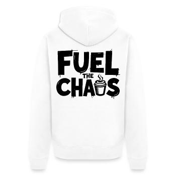 Fuel the Chaos Coffee Saying for Rebels - Unisex Premium Organic Zip Hoodie - white - Back - Thijin (182cm)