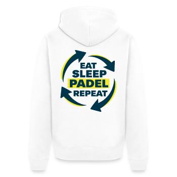 Déclaration d’athlète récurrent Eat Sleep Padel - Veste à capuche bio Premium Unisexe - blanc - Dos - Thijin (182cm)