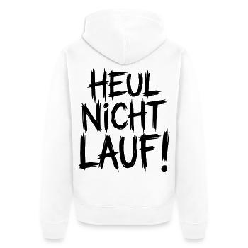 Heul nicht Lauf! - Unisex Premium Bio Zip Hoodie - Weiß - Hinten - Thijin (182cm)