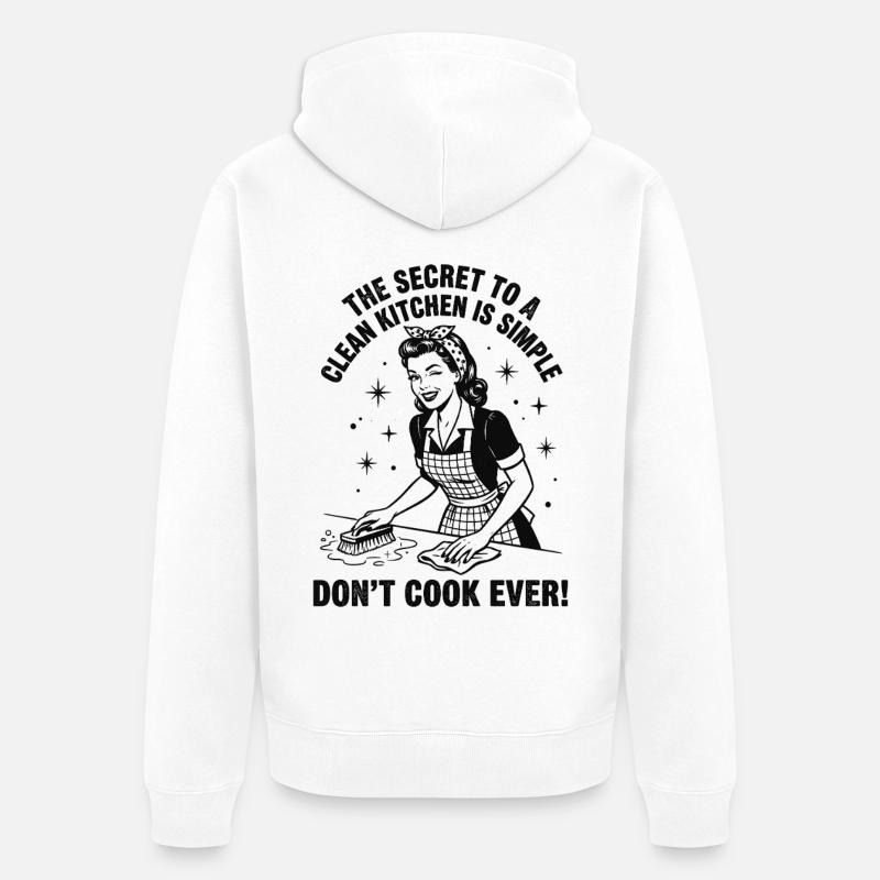 Putz-Hack: Das Geheimnis sauberer Küchen - Unisex Premium Bio Zip Hoodie - Weiß