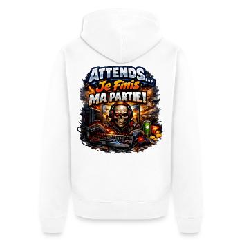 Hold on... I'm finishing my game - Unisex Premium Organic Zip Hoodie - white - Back - Thijin (182cm)